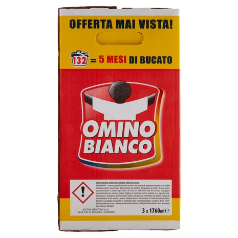 Omino Bianco Detersivo Lavatrice Liquido Muschio Bianco 3 x 44 Lavaggi 3 x 1760 ml